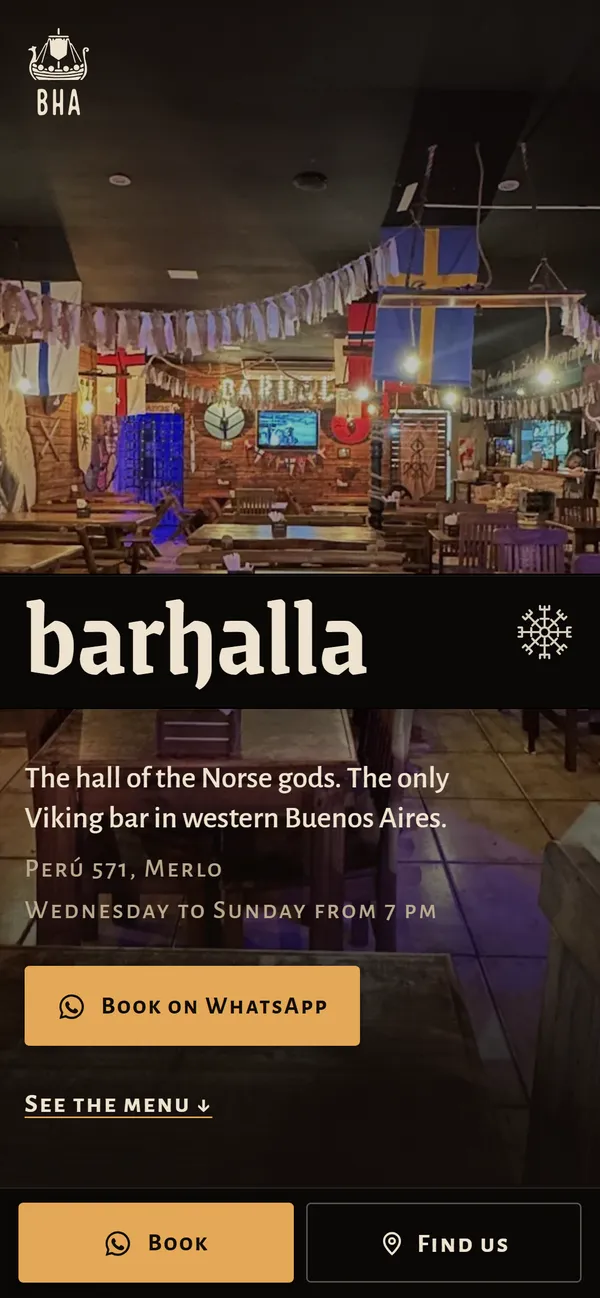 Barhalla homepage on a phone