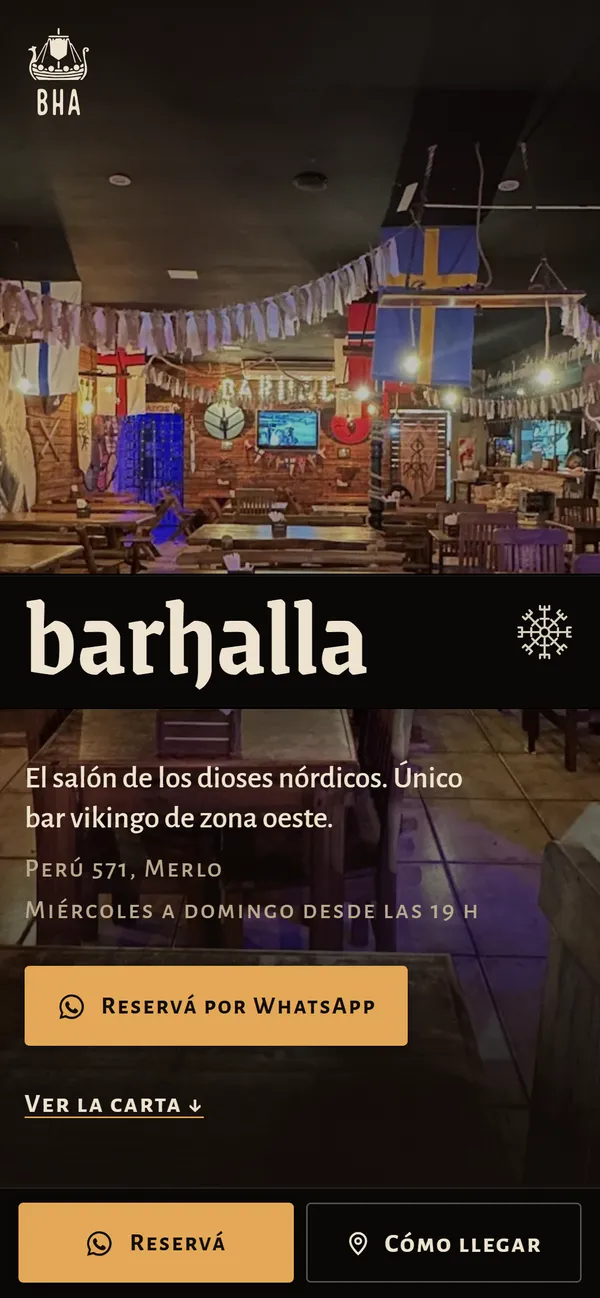 Página de inicio de Barhalla en el celular