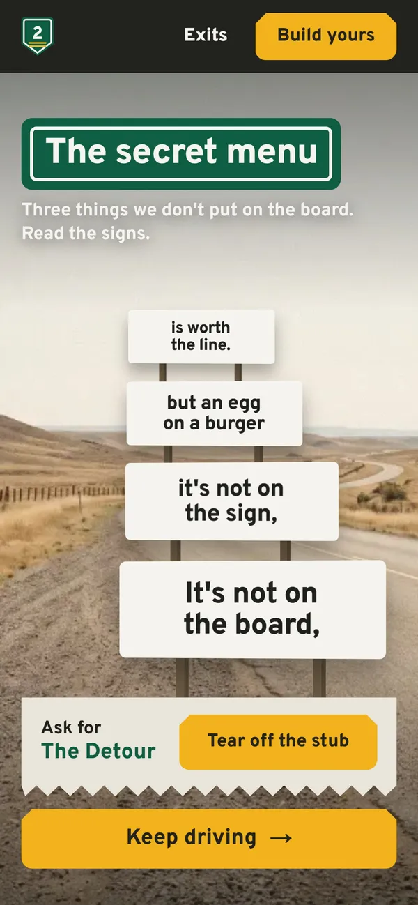 Two Lanes on a phone: the secret menu